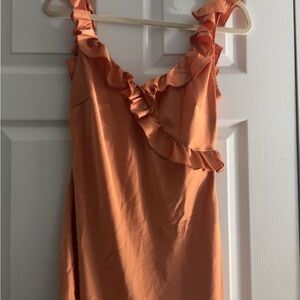 Lucy in the Sky Orange Ruffle Mini Dress